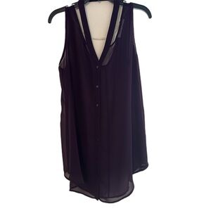 Black Asymmetrical Notched Collar Tunic